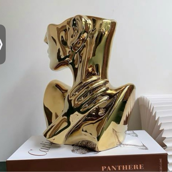 Other - Flower Vase Face Pots Bust Head Shaped Decoration (Gold)